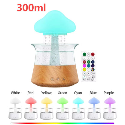 Mushroom Rain Air Humidifier Electric Aroma Diffuser Rain Cloud Smell Distributor Relax Water Drops Sounds Colorful Night Lights