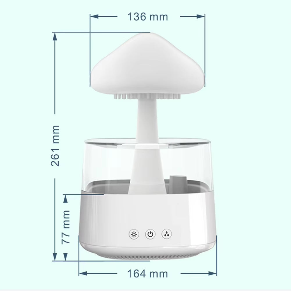 Mushroom Rain Air Humidifier Electric Aroma Diffuser Rain Cloud Smell Distributor Relax Water Drops Sounds Colorful Night Lights